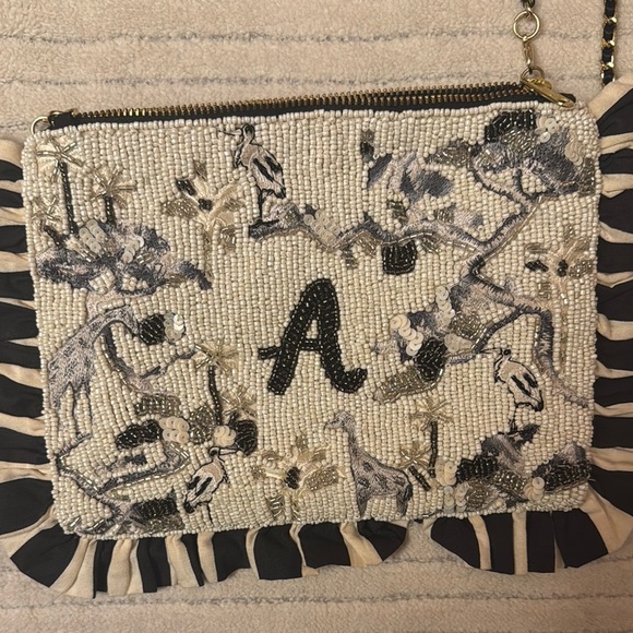 NWOT Anthropology Beaded Monogram Clutch. - Picture 7 of 11